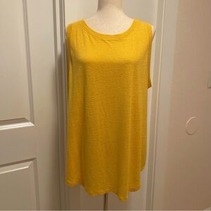Ava & Viv Linen Blend Sleeveless Blouse Solid Golden Yellow Sunflower Tank Top